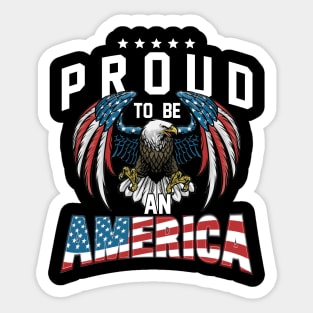 Proud To Be An American Graphic Eagle American Flag Ribbon Sticker